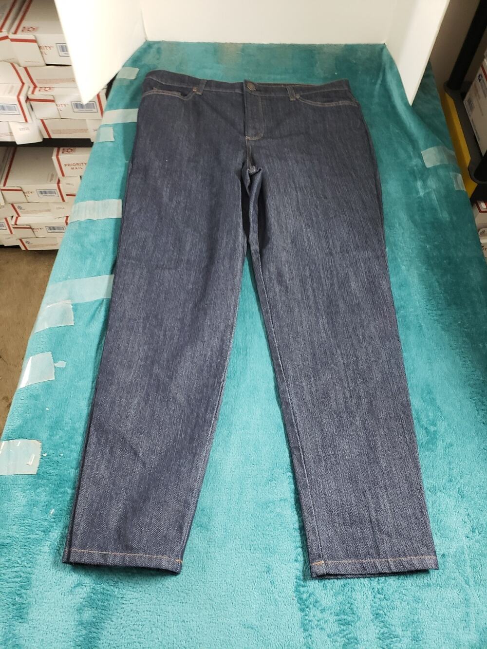 Basic Editions Jeans Size 16 Short Blue Pants Ladies Mid Rise Straight NWT